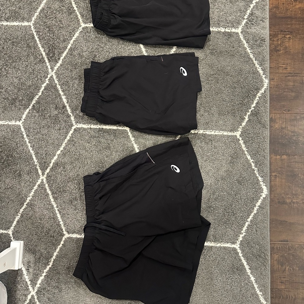 3 pair Asics Men's 5” Black Athletic Shorts